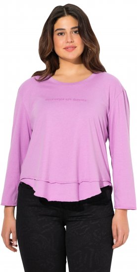 Ulla Popken Layered Look Memories Embroidered Long Sleeve Tee Amethyst - Печатни тениски за жени - 