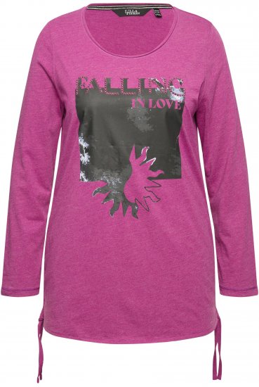 Ulla Popken Tie Hem Long Sleeve Graphic Tee Berry - Печатни тениски за жени - 