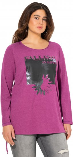 Ulla Popken Tie Hem Long Sleeve Graphic Tee Berry - Печатни тениски за жени - 