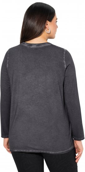 Ulla Popken Cold Dyed Sequined Heart Long Sleeve Tee Asphalt - Печатни тениски за жени - 