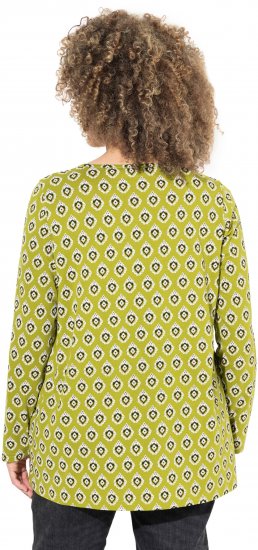 Ulla Popken Allover Graphic Long Sleeve Tee Avocado Green - Печатни тениски за жени - 