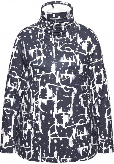 Ulla Popken Quick Drying Abstract Print Tee Black - Печатни тениски за жени - 