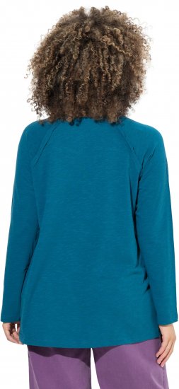 Ulla Popken Inverted Seam Long Sleeve Graphic Tee Teal - Печатни тениски за жени - 