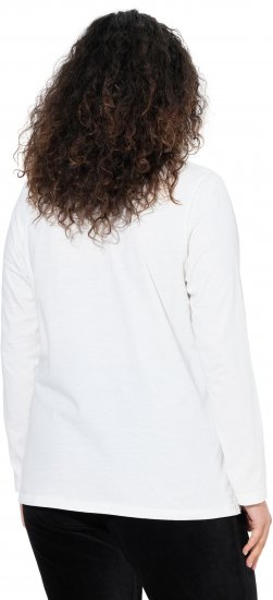 Ulla Popken Motivational Graphic Long Sleeve Tee Off-White - Печатни тениски за жени - 
