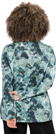 Ulla Popken Abstract Print Long Sleeve Tee Teal Green - Печатни тениски за жени - 