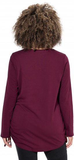 Ulla Popken Your Story Sequined Long Sleeve Tunic Tee Dark Ruby - Печатни тениски за жени - 