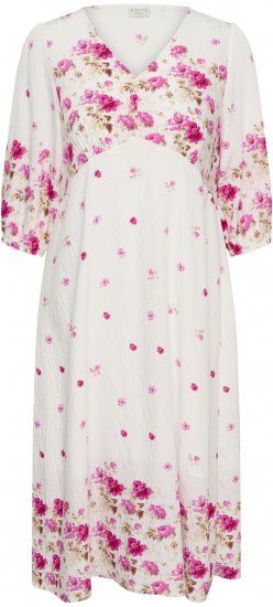 Kaffe Curve Rosa Midi Dress White Rose Border Flower - Рокли - 