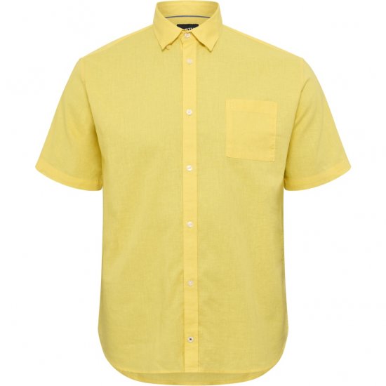 North Latitude Shirt Linen Cotton Short Sleeve Yellow - Ризи - мъжки ризи големи размери