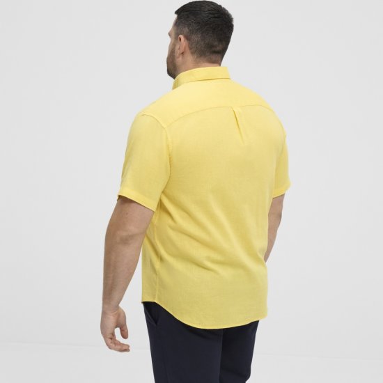 North Latitude Shirt Linen Cotton Short Sleeve Yellow - Ризи - мъжки ризи големи размери