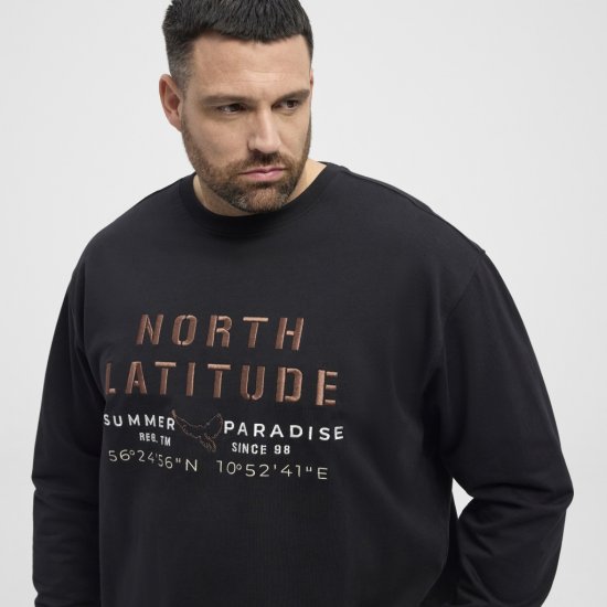 North Latitude Sweatshirt Black - Суичъри & cуичъри с качулка - мъжки суичъри големи размери