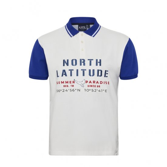 North Latitude Polo Short Sleeve Blue And White TALL - ВИСОКИ-размери - дрехи за високи мъже