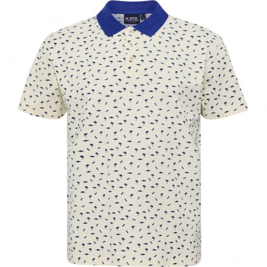 North Latitude Polo Pique Printed Off-White TALL - ВИСОКИ-размери - дрехи за високи мъже