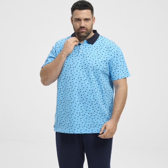 North Latitude Polo Pique Printed Turquoise - Поло тениски - мъжки тениски с яка големи размери