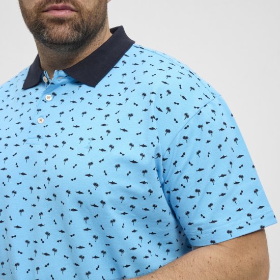 North Latitude Polo Pique Printed Turquoise - Поло тениски - мъжки тениски с яка големи размери