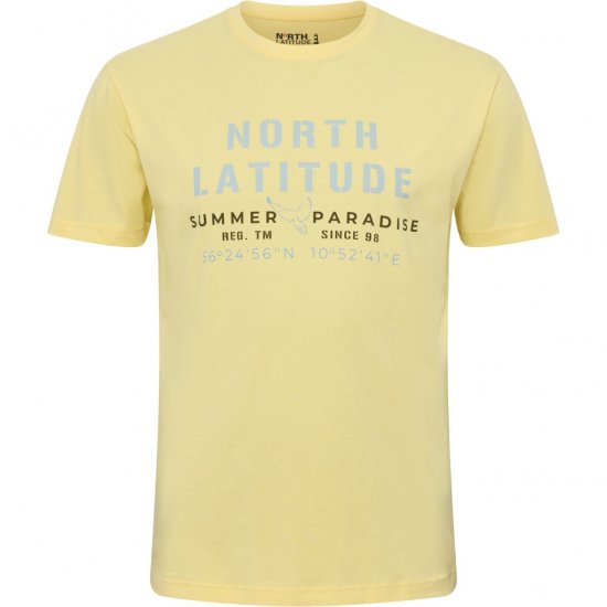 North Latitude T-Shirt Printed Short Sleeve Yellow - Тениски - мъжки тениски големи размери