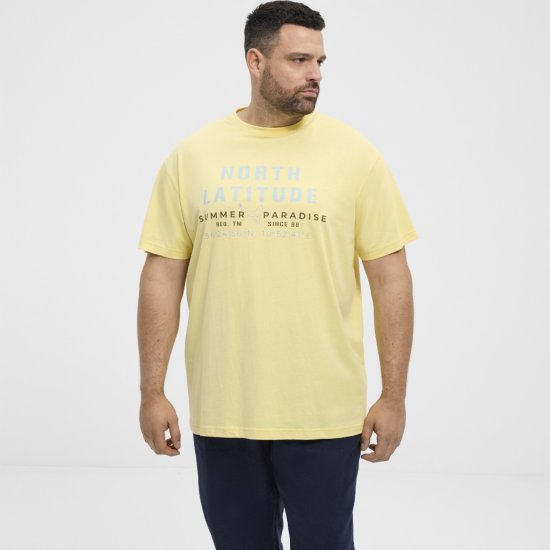 North Latitude T-Shirt Printed Short Sleeve Yellow - Тениски - мъжки тениски големи размери