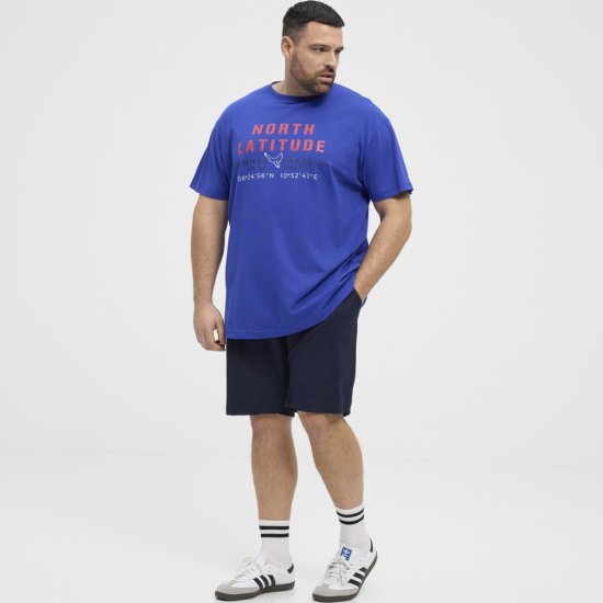 North Latitude T-shirt Printed Short Sleeve Blue - Тениски - мъжки тениски големи размери