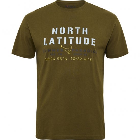 North Latitude T-Shirt Printed Short Sleeve Green - Тениски - мъжки тениски големи размери