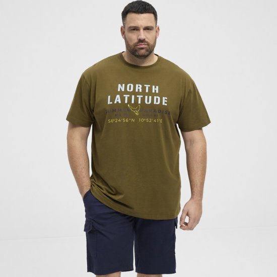 North Latitude T-Shirt Printed Short Sleeve Green - Тениски - мъжки тениски големи размери