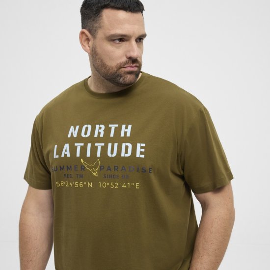 North Latitude T-Shirt Printed Short Sleeve Green - Тениски - мъжки тениски големи размери