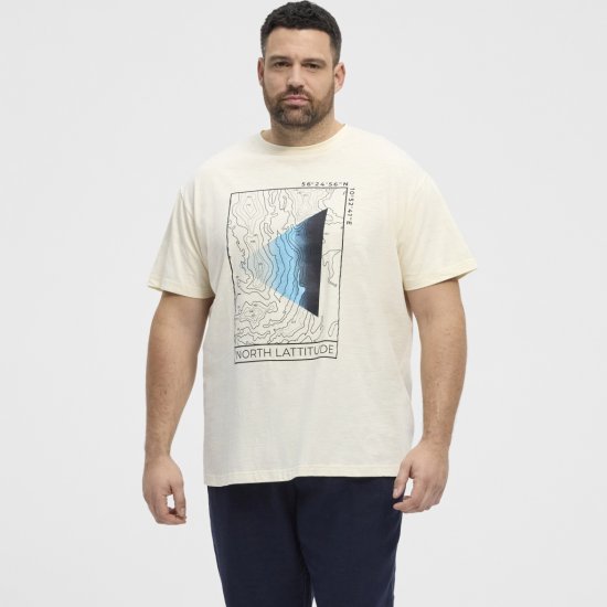 North Latitude T-shirt Printed Short Sleeve Off-White - Тениски - мъжки тениски големи размери