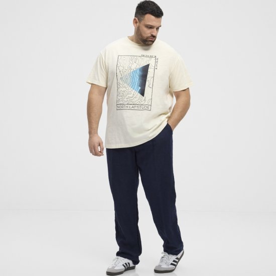 North Latitude T-shirt Printed Short Sleeve Off-White - Тениски - мъжки тениски големи размери