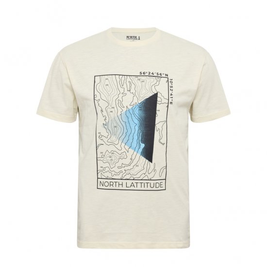 North Latitude T-shirt Printed Short Sleeve Off-White - Тениски - мъжки тениски големи размери
