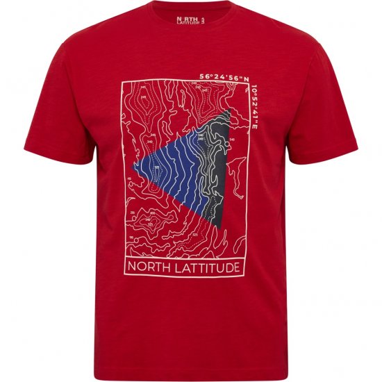 North Latitude T-Shirt Printed Short Sleeve Red - Тениски - мъжки тениски големи размери