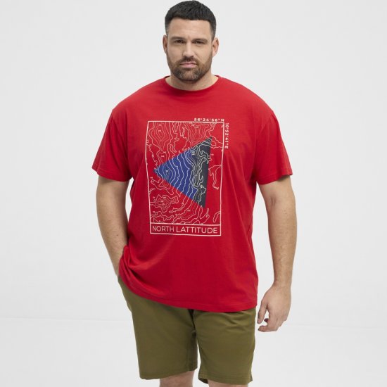 North Latitude T-Shirt Printed Short Sleeve Red - Тениски - мъжки тениски големи размери