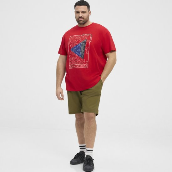 North Latitude T-Shirt Printed Short Sleeve Red - Тениски - мъжки тениски големи размери