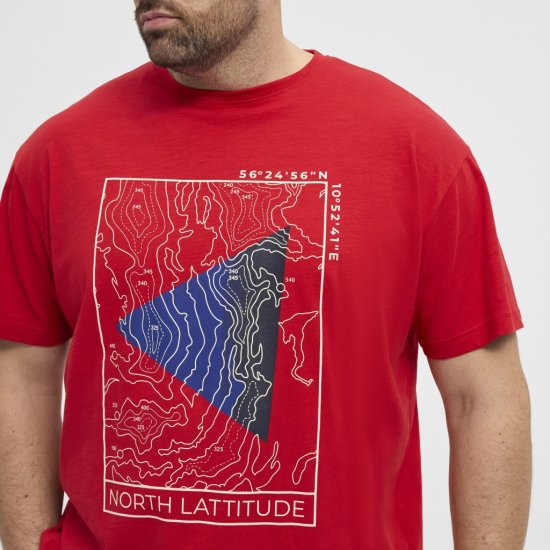North Latitude T-Shirt Printed Short Sleeve Red - Тениски - мъжки тениски големи размери