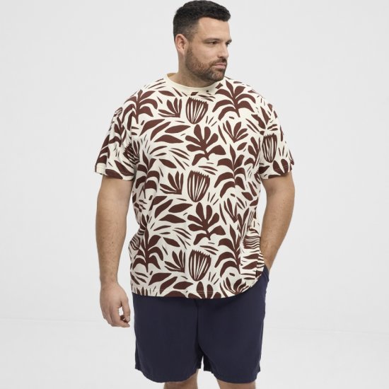 North Latitude T-Shirt Printed Allover Bordeaux - Тениски - мъжки тениски големи размери