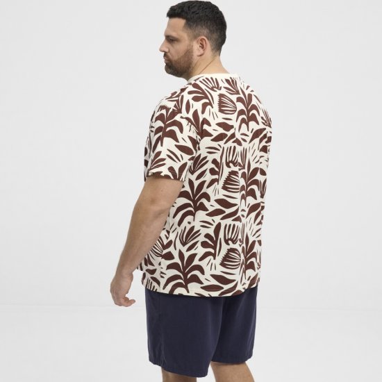 North Latitude T-Shirt Printed Allover Bordeaux - Тениски - мъжки тениски големи размери