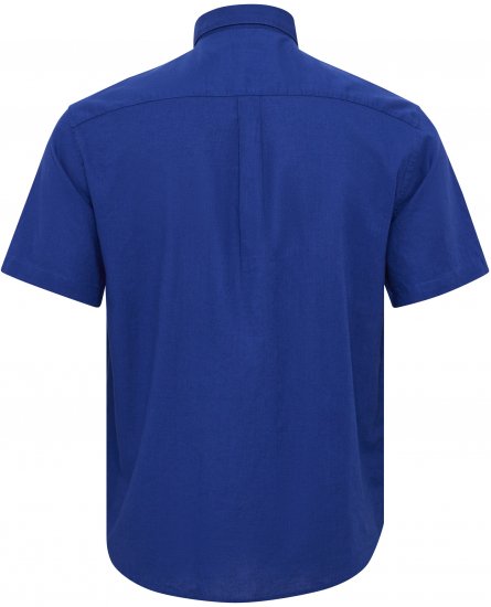 North Latitude Shirt Linen Cotton Short Sleeve Blue - Ризи - мъжки ризи големи размери
