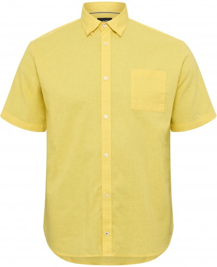 North Latitude Shirt Linen Cotton Short Sleeve TALL Yellow - МЪЖКО ОБЛЕКЛО MT-6XLT - дрехи за високи мъже