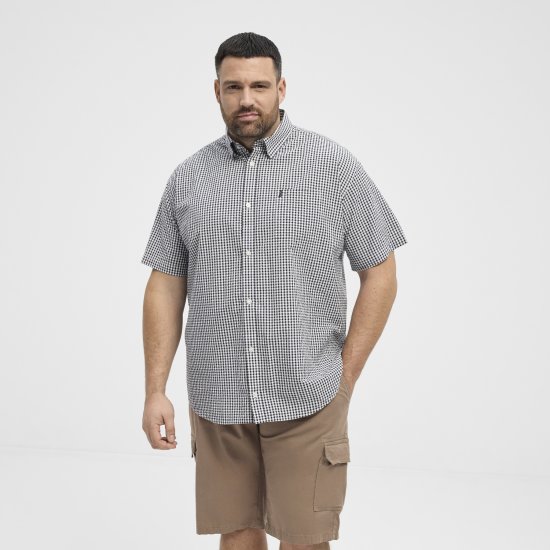 North Latitude Shirt Short Sleeve Checked Grey - Ризи - мъжки ризи големи размери