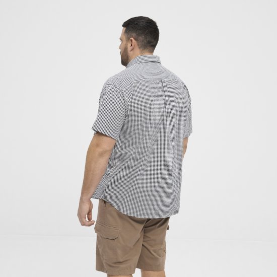 North Latitude Shirt Short Sleeve Checked Grey - Ризи - мъжки ризи големи размери