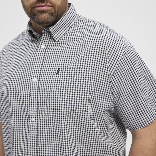 North Latitude Shirt Short Sleeve Checked Grey - Ризи - мъжки ризи големи размери