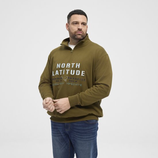 North Latitude Sweatshirt Half-Zip Green - Суичъри & cуичъри с качулка - мъжки суичъри големи размери