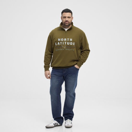 North Latitude Sweatshirt Half-Zip Green - Суичъри & cуичъри с качулка - мъжки суичъри големи размери