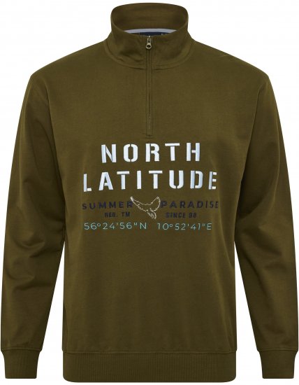 North Latitude Sweatshirt Half-Zip Green - Суичъри & cуичъри с качулка - мъжки суичъри големи размери