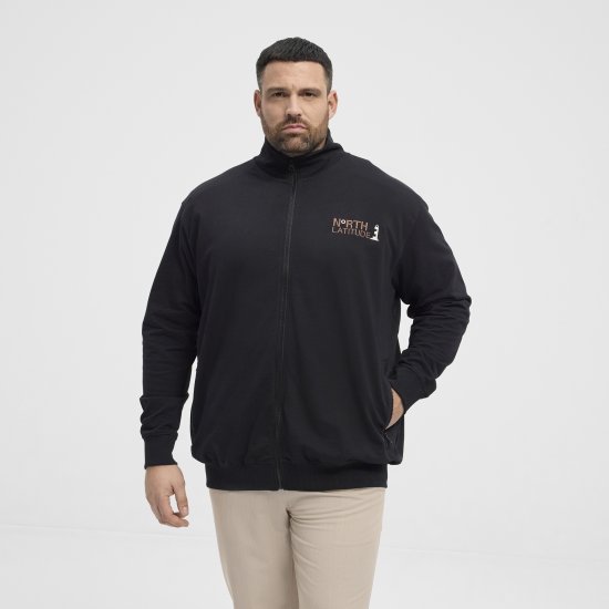 North Latitude Sweatshirt Cardigan Black - Суичъри & cуичъри с качулка - мъжки суичъри големи размери
