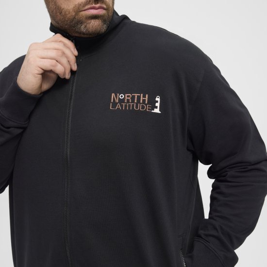 North Latitude Sweatshirt Cardigan Black - Суичъри & cуичъри с качулка - мъжки суичъри големи размери