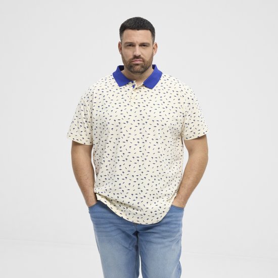 North Latitude Polo Pique Printed Off-White - Поло тениски - мъжки тениски с яка големи размери