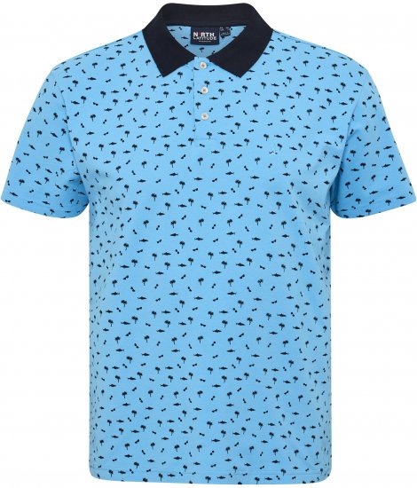 North Latitude Polo Pique Printed Turquoise TALL - МЪЖКО ОБЛЕКЛО MT-6XLT - дрехи за високи мъже