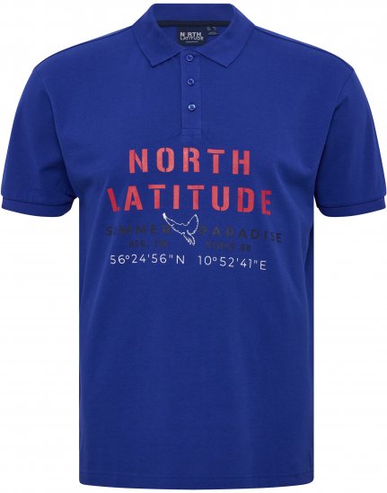 North Latitude Polo Pique Print Short Sleeve Cobalt Blue - Поло тениски - мъжки тениски с яка големи размери