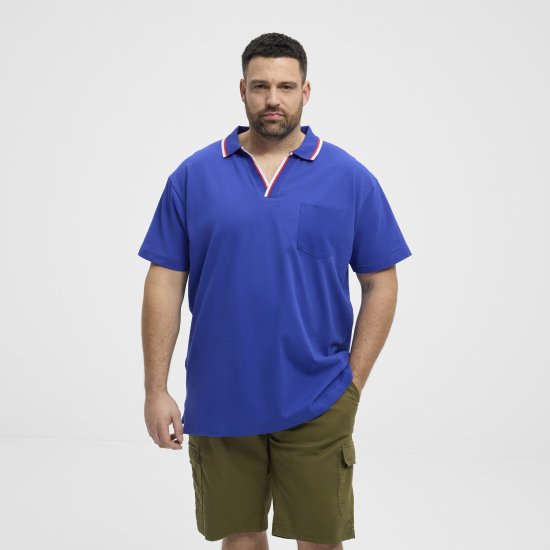 North Latitude Polo Pique V-Neck Blue - Поло тениски - мъжки тениски с яка големи размери