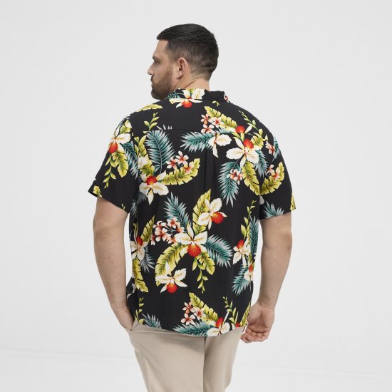 North Latitude Shirt Short Sleeve Printed Allover Black - Ризи - мъжки ризи големи размери