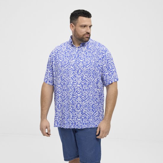 North Latitude Shirt Denim Printed Allover Blue - Ризи - мъжки ризи големи размери