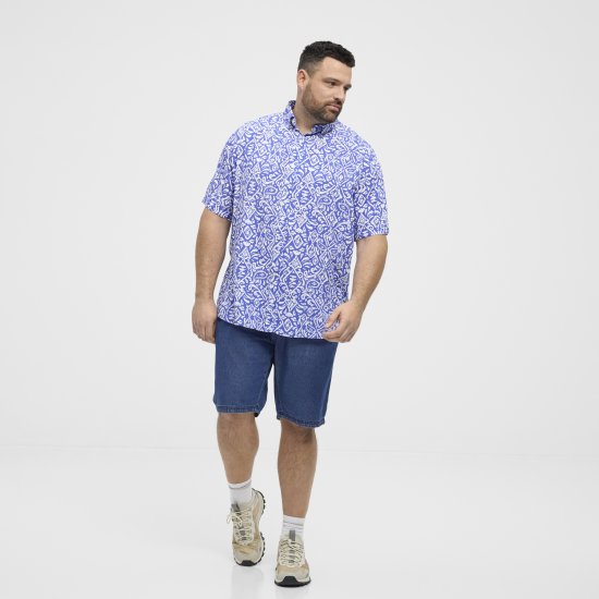 North Latitude Shirt Denim Printed Allover Blue - Ризи - мъжки ризи големи размери
